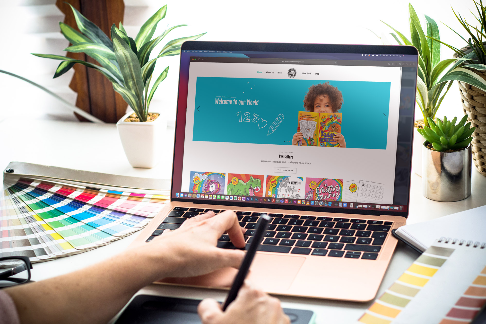 Graphic designer working on a laptop